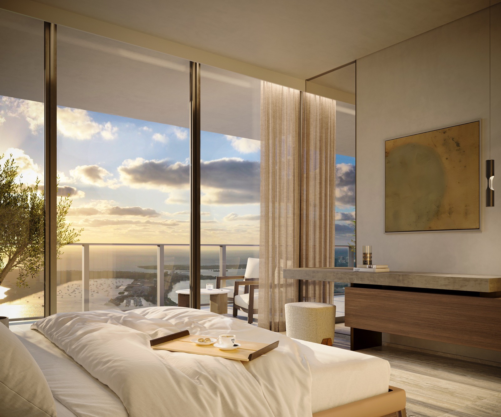 Casa Tua-curated bedroom at ORA — natural materials and warm Italian palette.