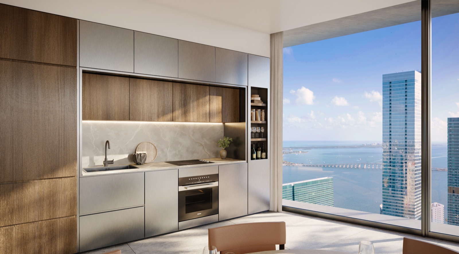 Casa Tua & m2atelier kitchen at ORA — Miele suite, Italian craftsmanship.